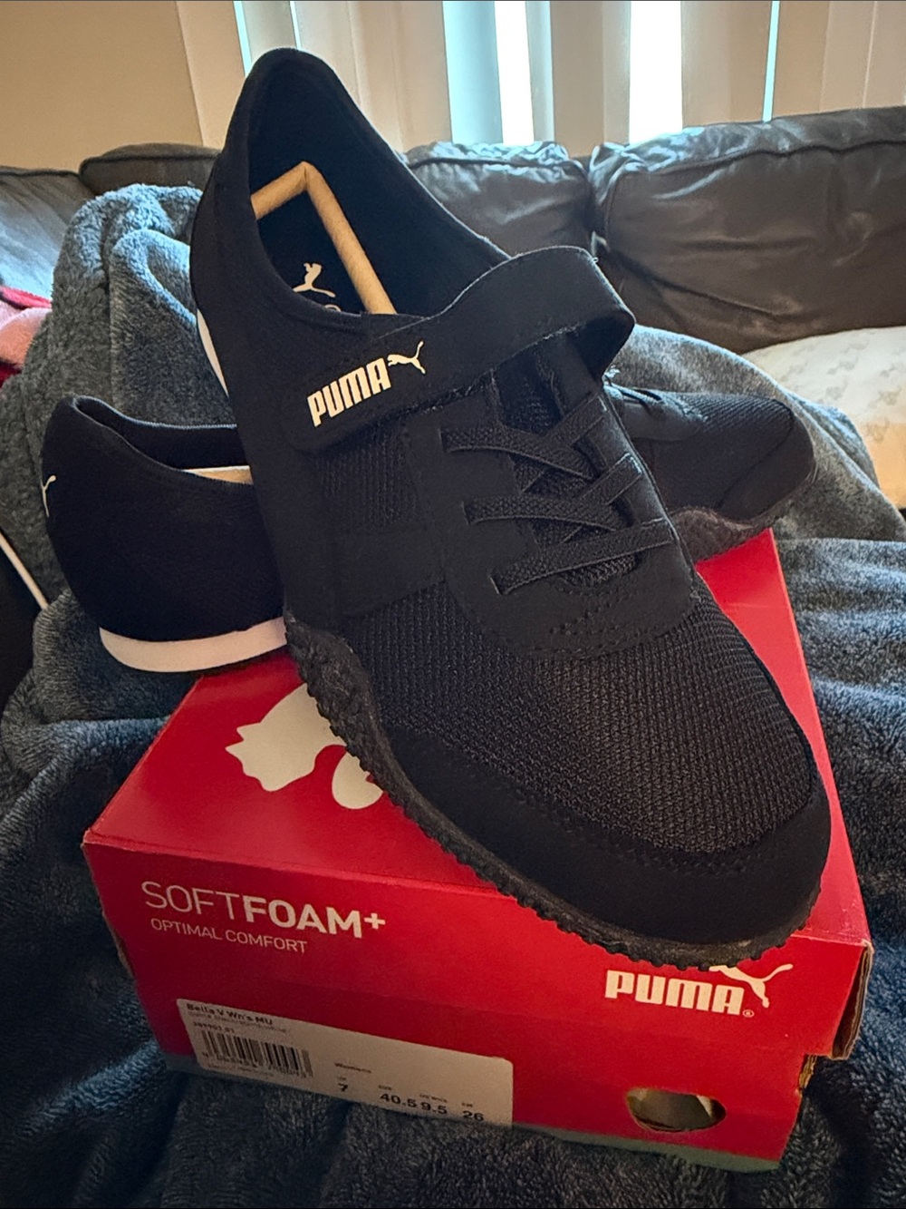 Puma Black Knit Slip-On Sneakers with Strap
